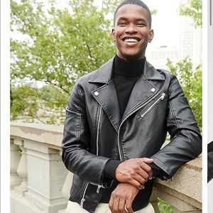 Express vegan black leather jacket